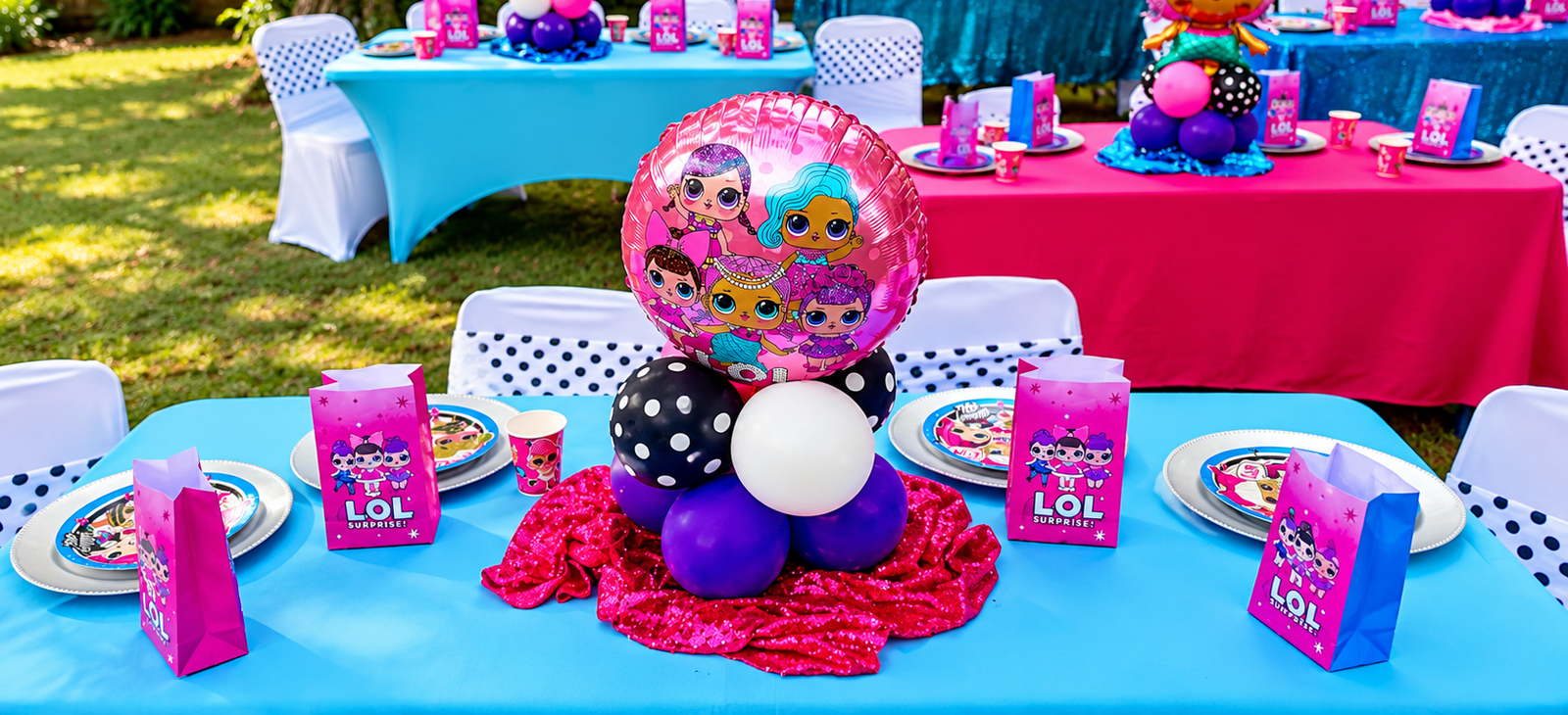 Welcome Baby Ace casino baby shower with red, black and gold sequin backdrop, balloon garland and giant BABY letters